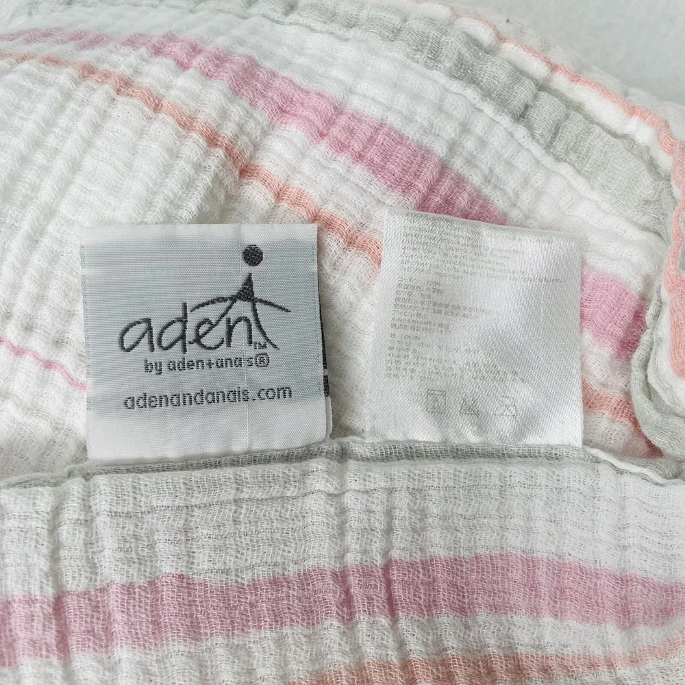 Aden + Anais Baby Blanket Pink Gray Stripe Muslin Cotton Swaddle Security Lovey